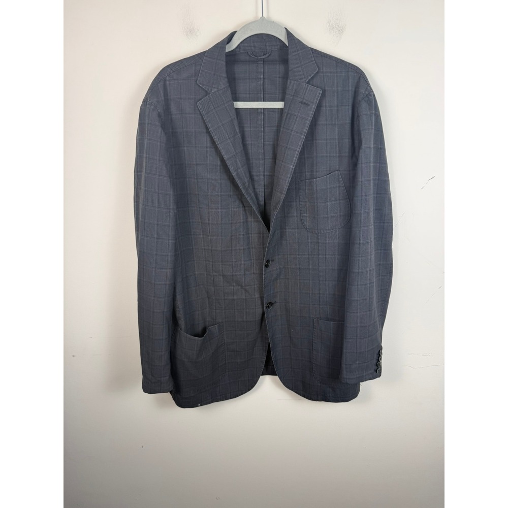 L.B.M. 1911 Mens Grey Glen Check Virgin Wool Blazer Jacket Italy 58R US 48R